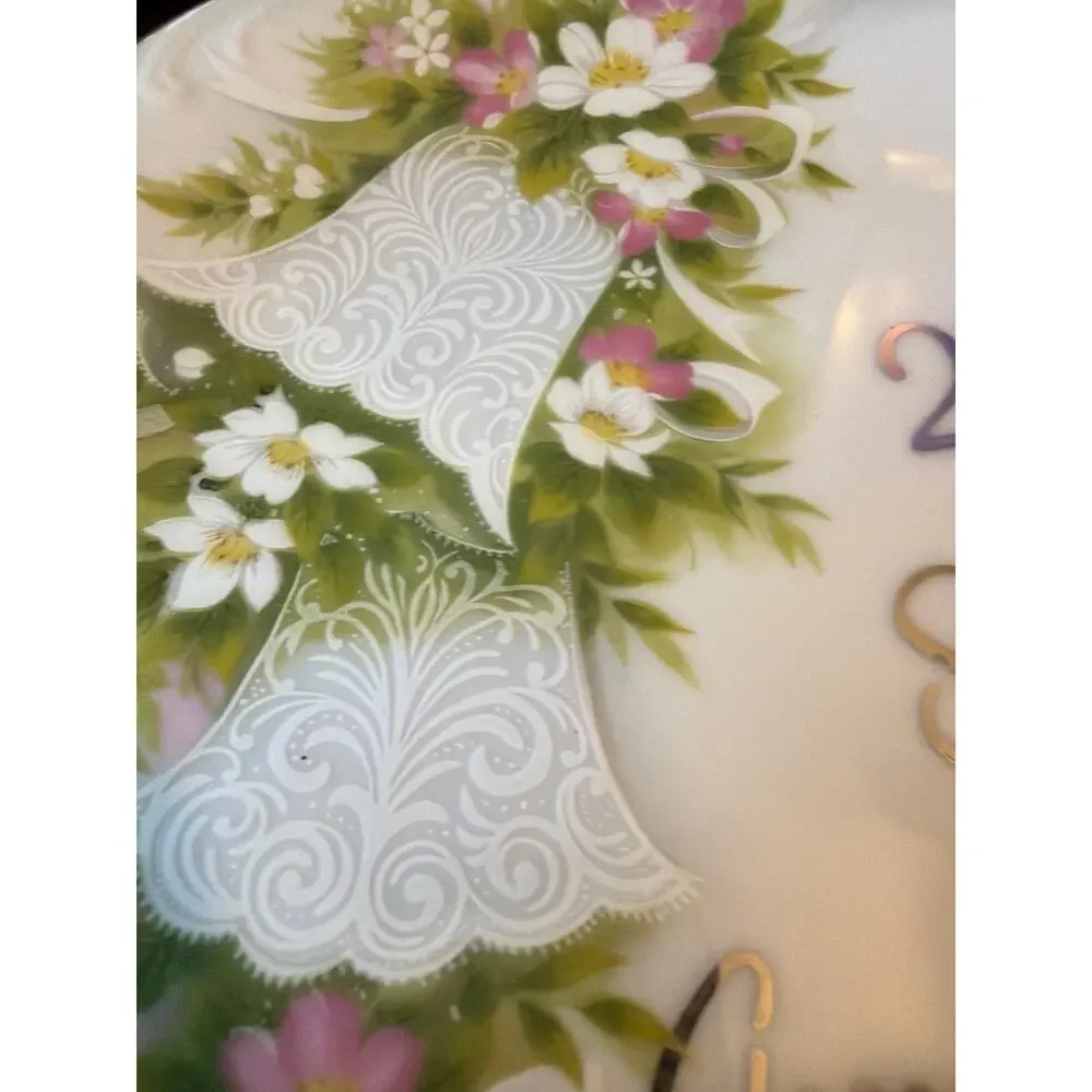 25th Silver Anniversary Plate Decorative Collector Wedding Gift Hand Crafted VTG
